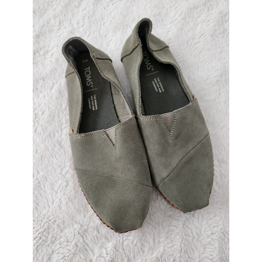 TOMS Alpargata Leather Wrap Gray Suede Slip-On Shoe Women's 6